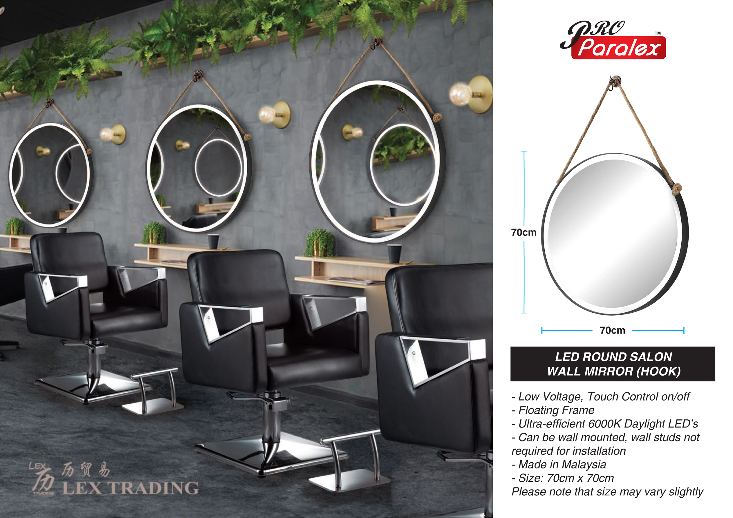 [PREORDER] LED Round Salon Wall Mirror (Hook) Lex Trading