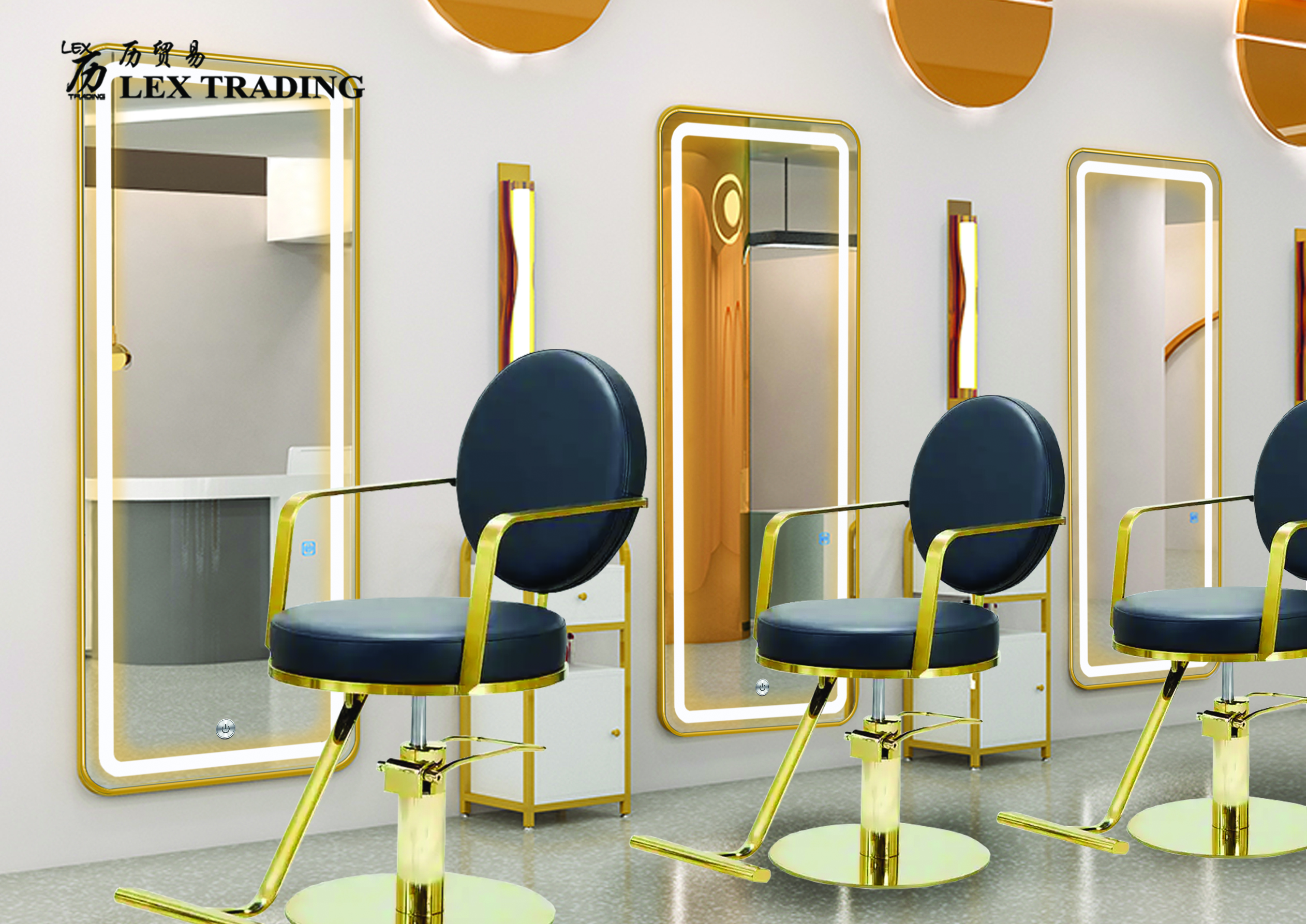 Rectangular LED Mirror Rounded Corner with Golden Frame 3