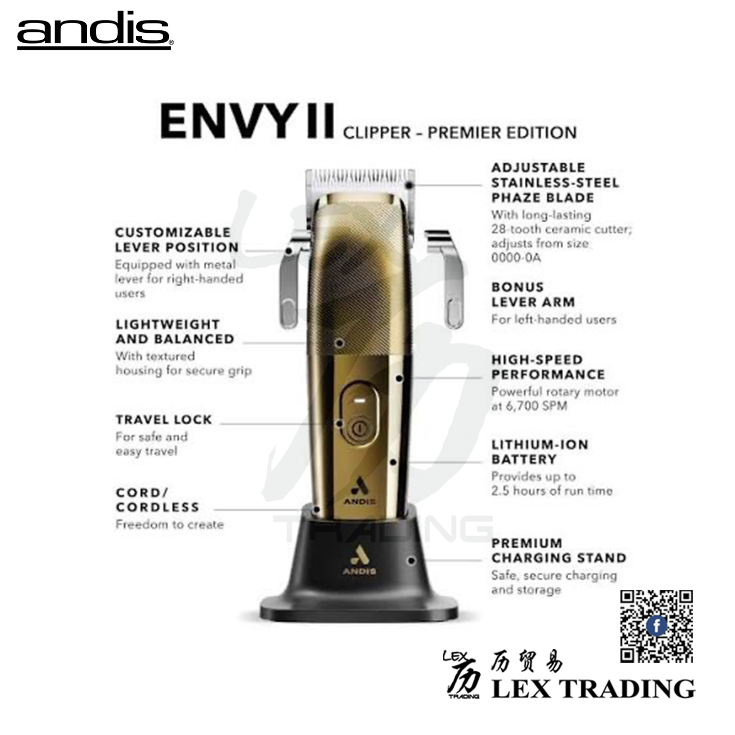 Andis Envy II Premier Hair Clipper - 9